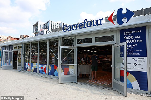 The Carrefour group, which is responsible for sourcing 600 tonnes of fresh produce for the Olympics, said it would need to revise its quantities (Pictured: supermarket in the Village)