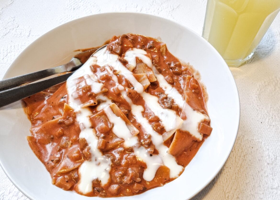 Lasanga made in a pan