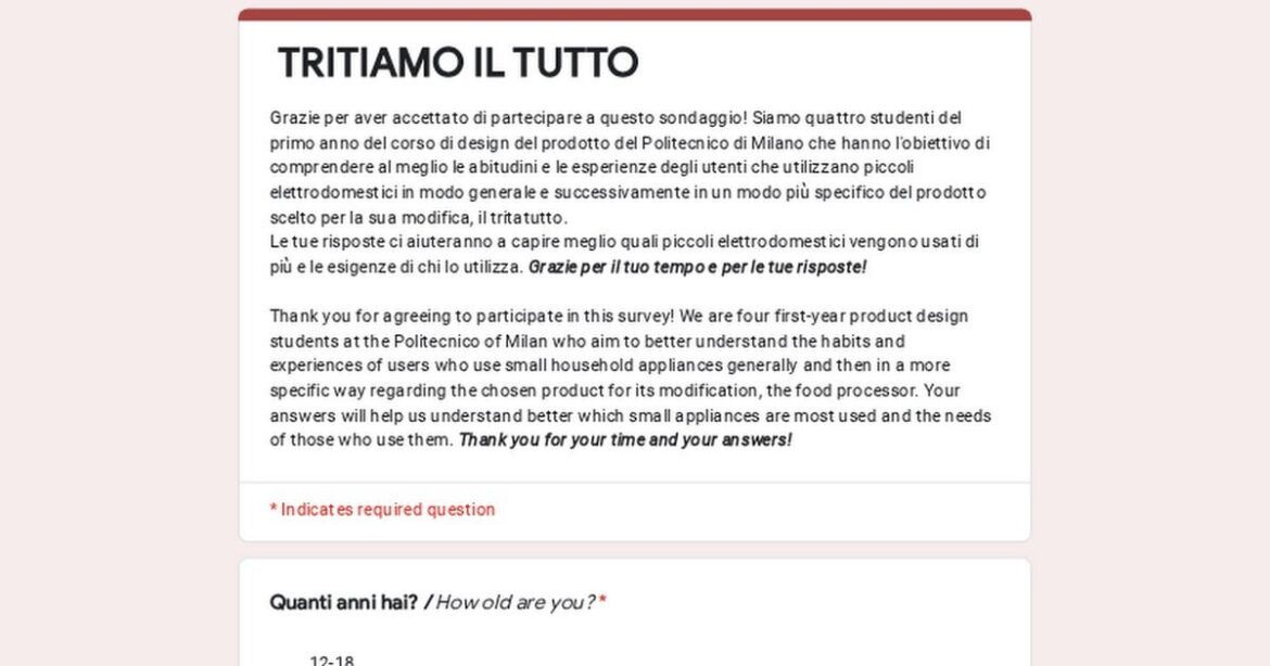 Survey - Uses of a Food Chopper