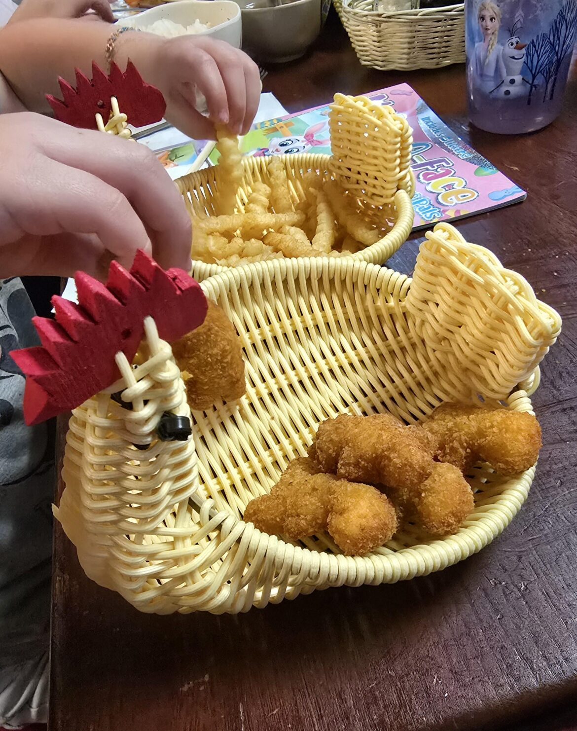 Daughter got chicken nuggets at the local Japanese restaurant.
