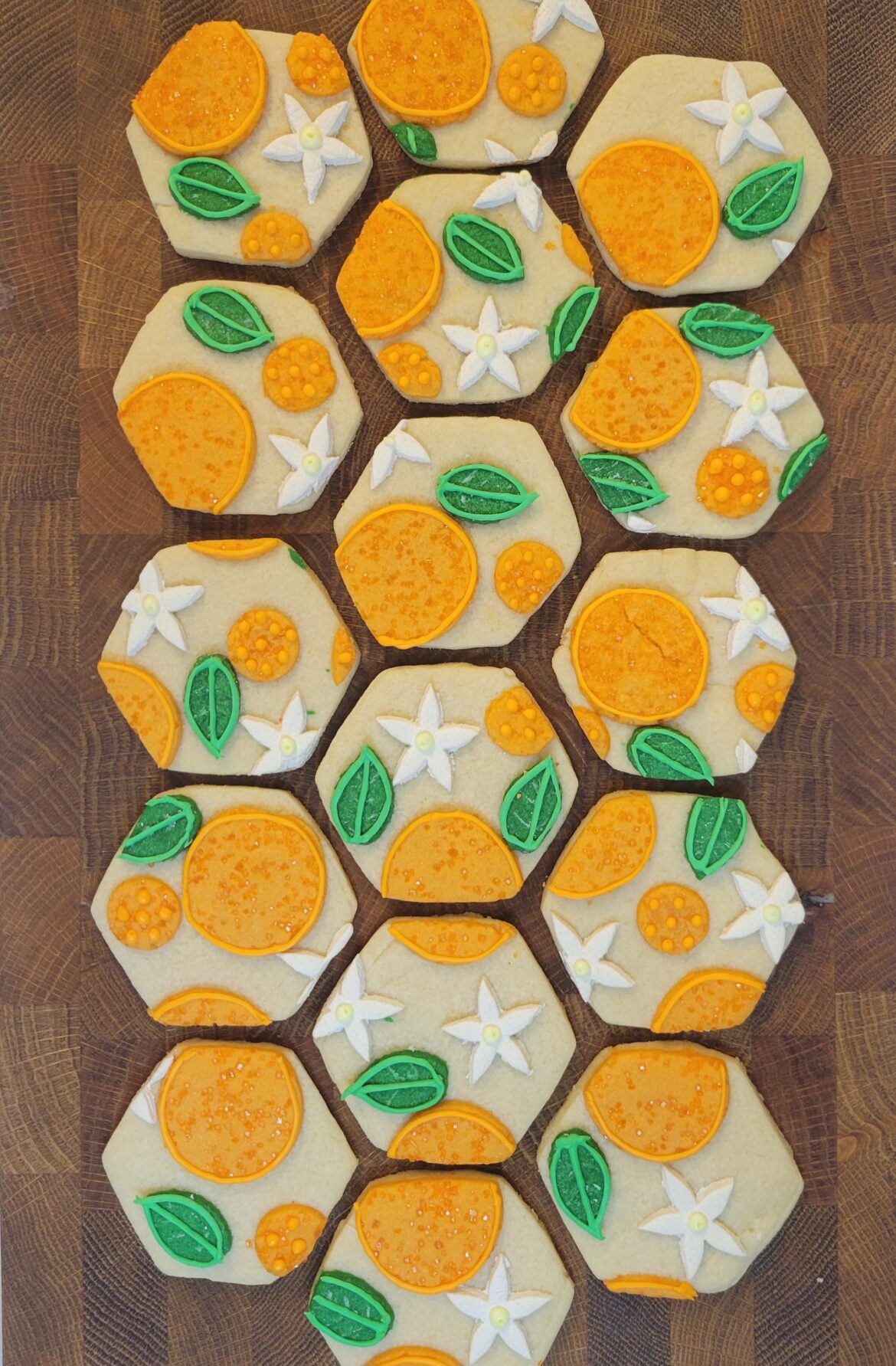 Orange themed "printed" sugar cookies