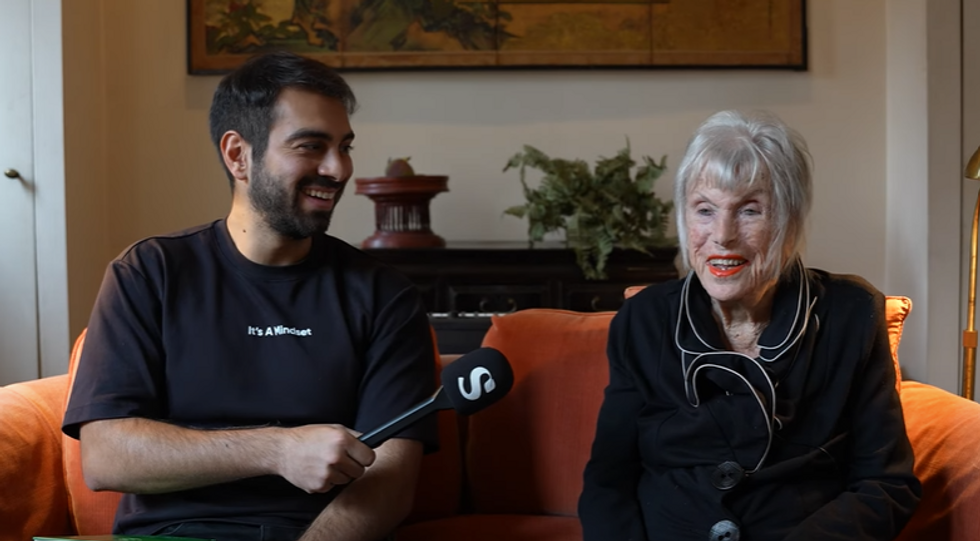 99-year-old Dorothy with interviewer