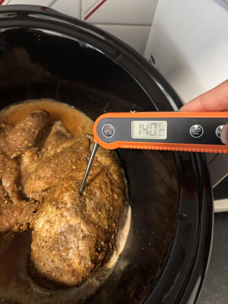 Pork shoulder not at temp after 14 hours on high in the slow cooker
