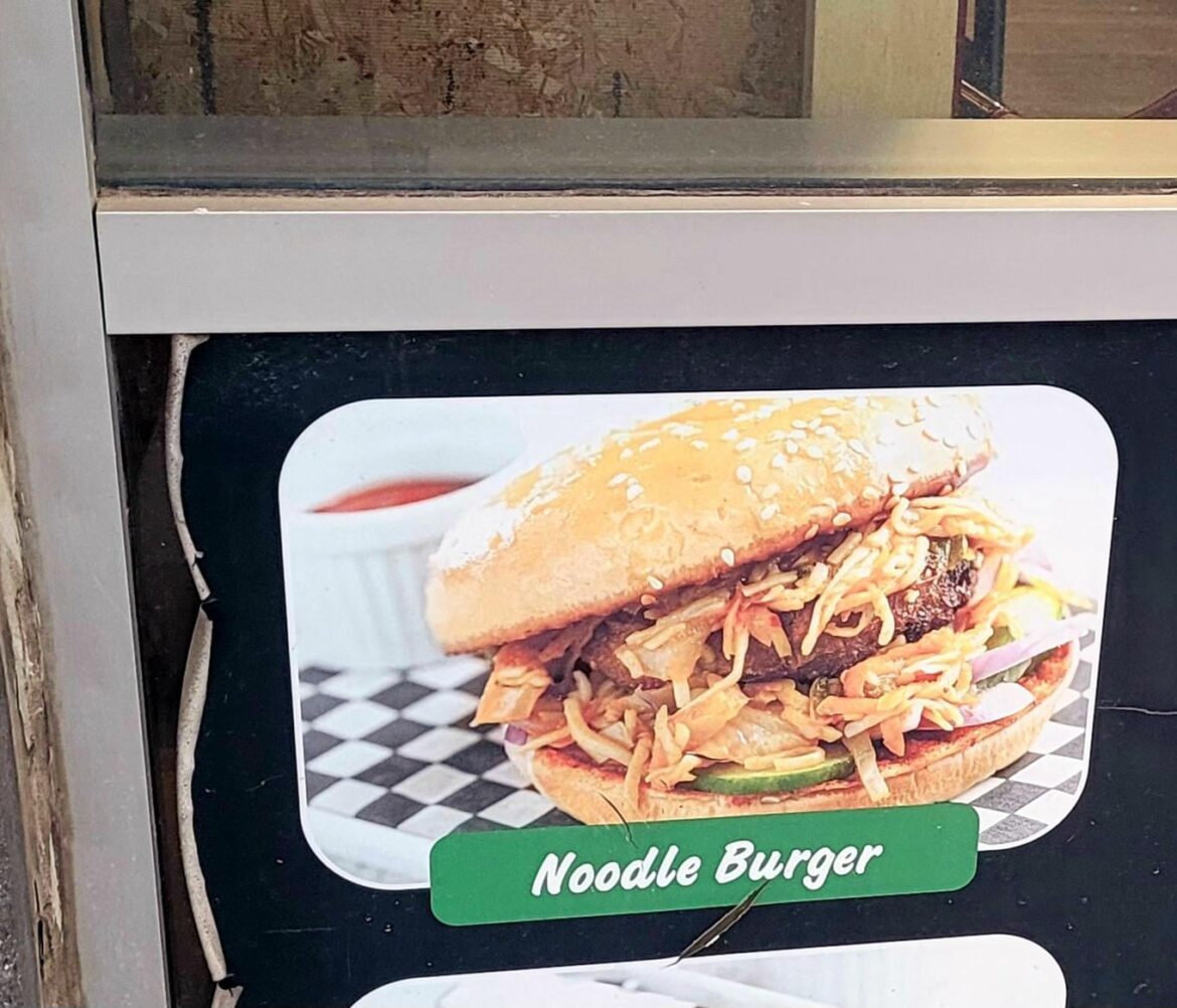 Walked past a "restaurant" that served noodle burgers. Stupid imo...