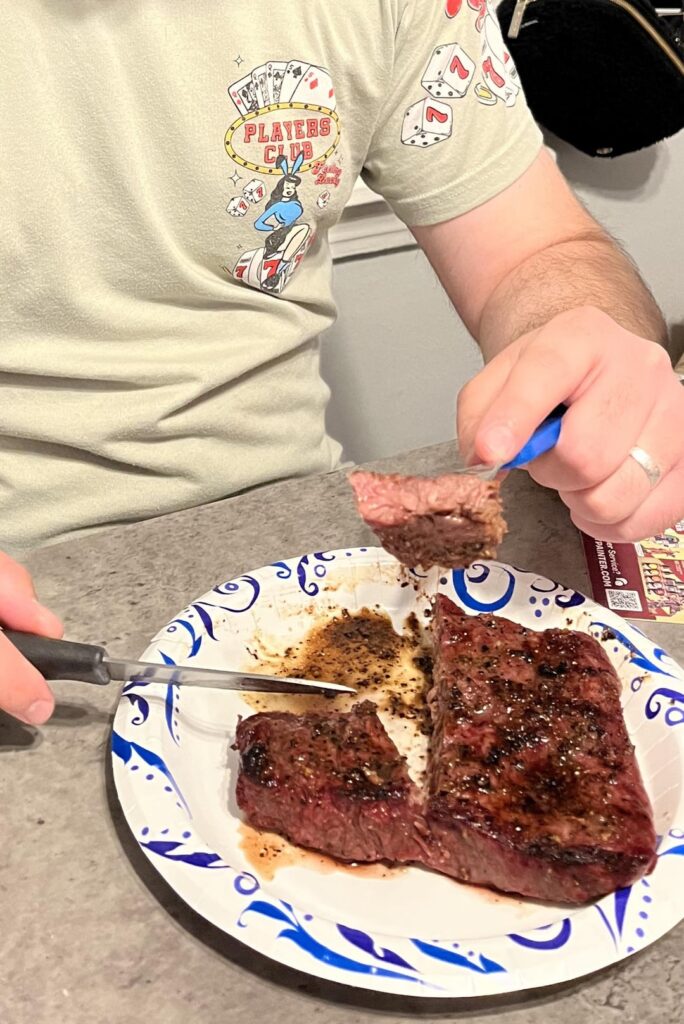 His first time making steak