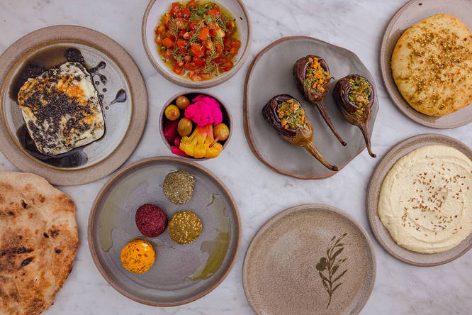 Palestinian food spread
