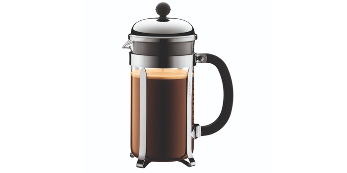 A cafetiere against a white background