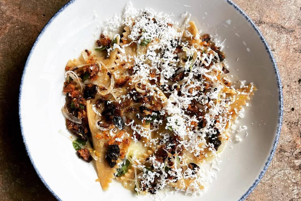 Image shows a dish at Nancy's Hustle in Houston. 