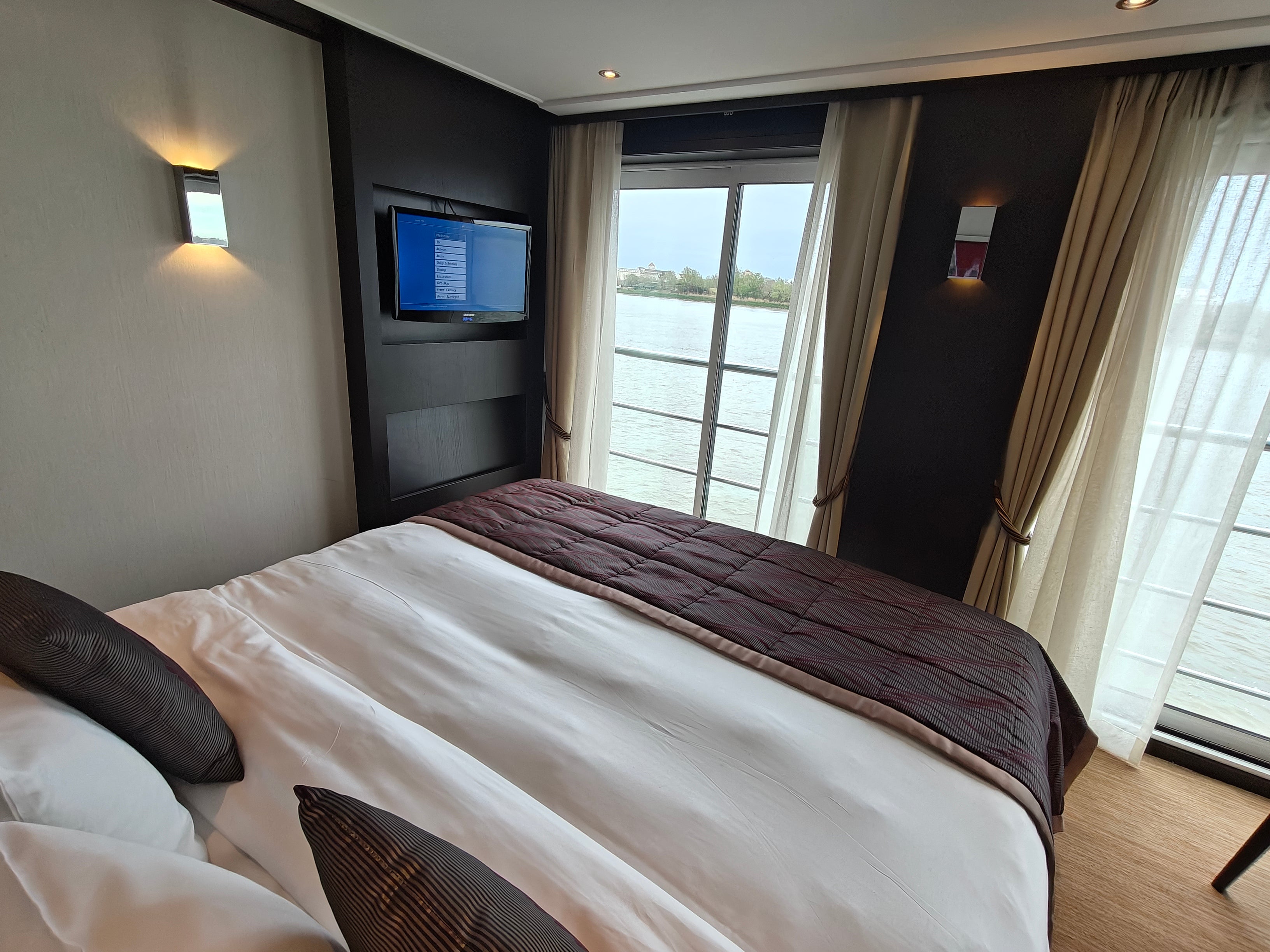 Cabins are branded a 'view with a room' – helped by the bed facing the floor-to-ceiling windows