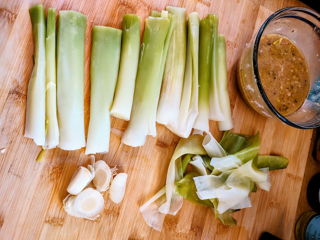 Leeks and dressing