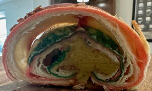 Raspberry Pistachio Croissant Cross-Section