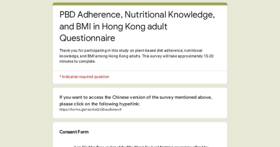 Help needed Fill Out My Questionnaire on Plant-Based Diets and Cardiovascular Health