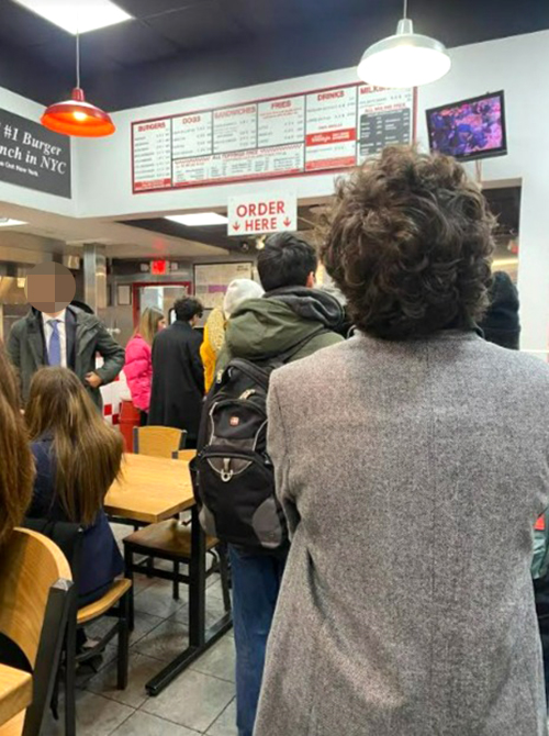 The lines were long at Five Guys in Times Square