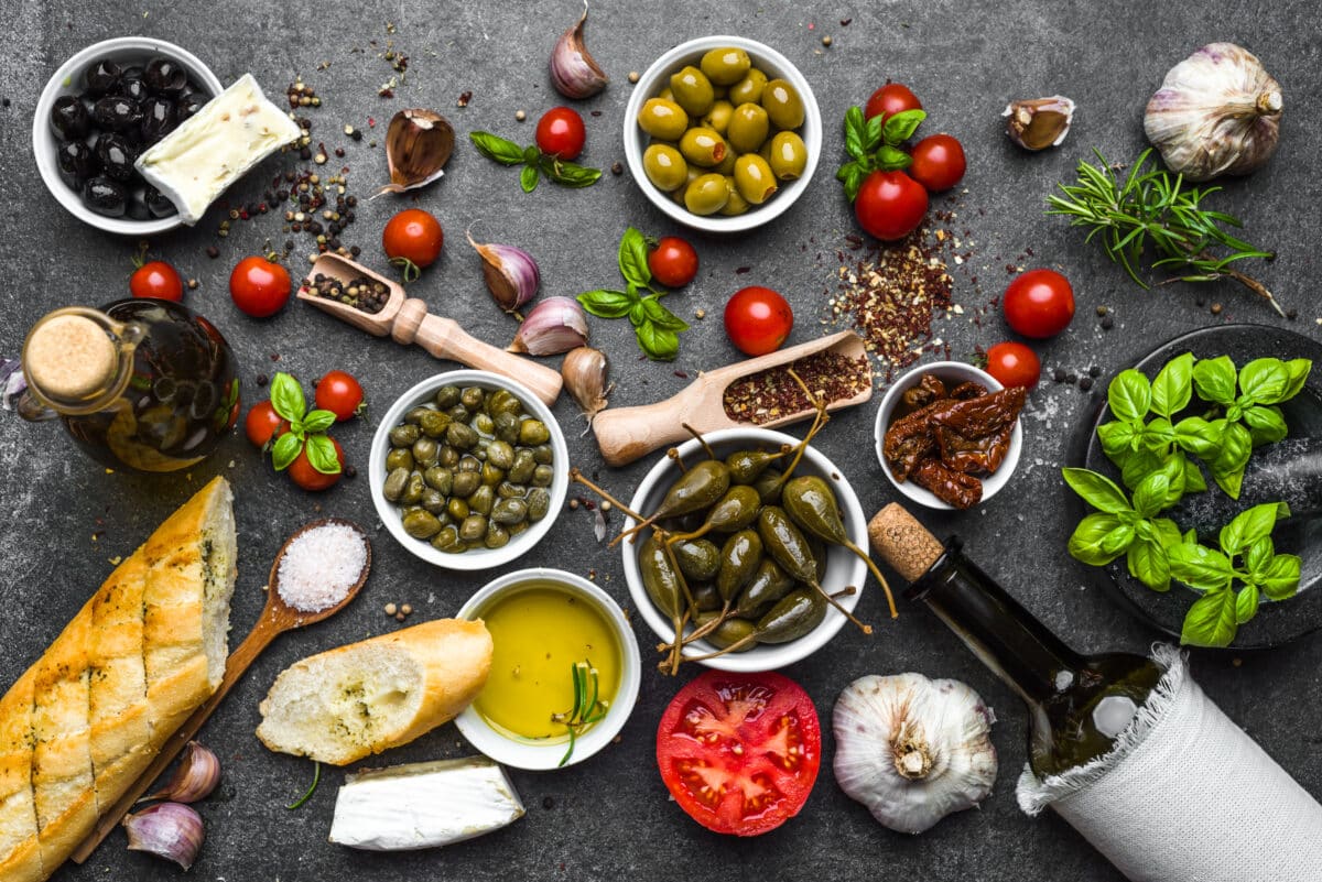 Mediterranean foods, plants, and herbs