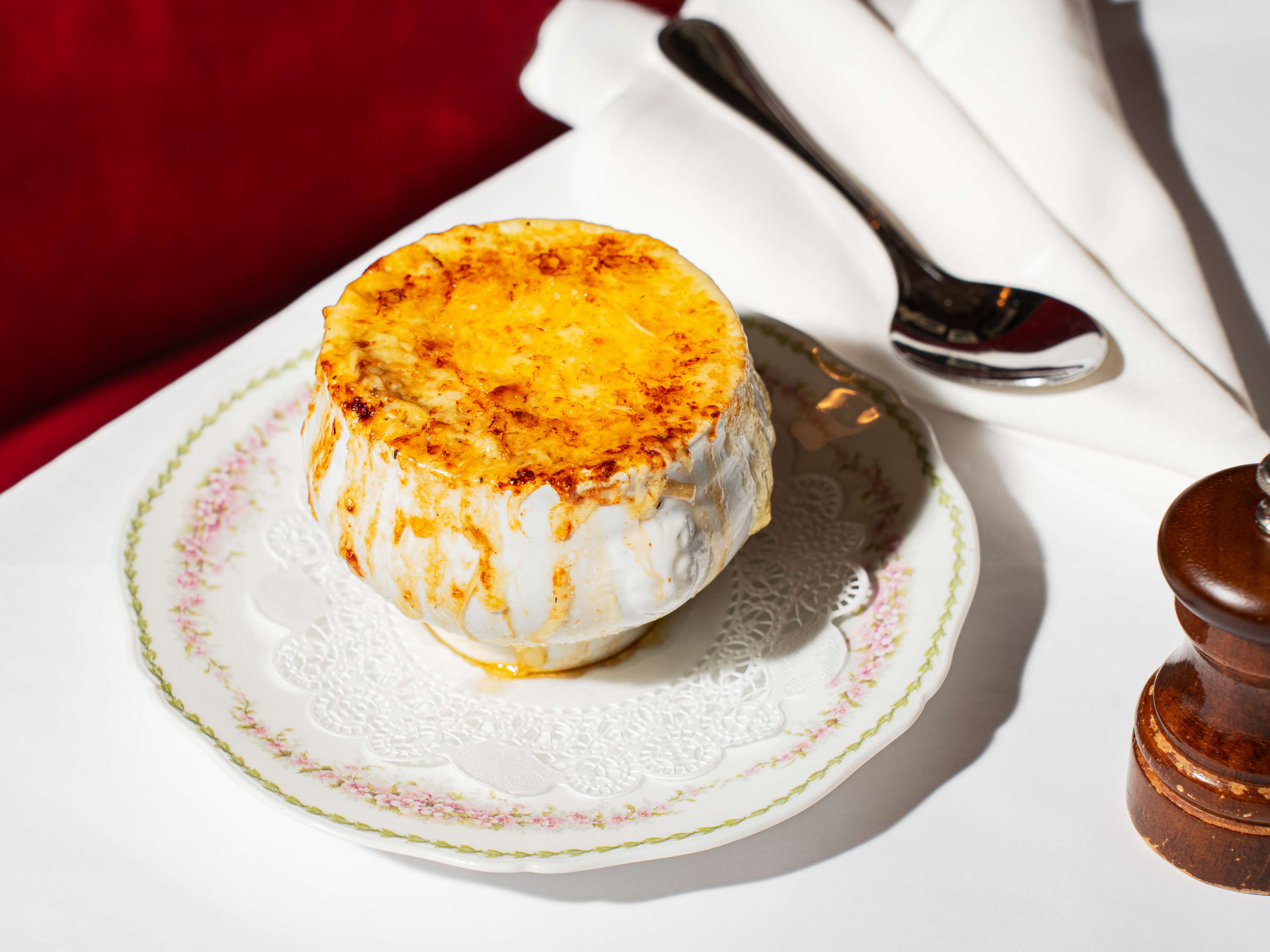 bowl of cheesy french onion soup