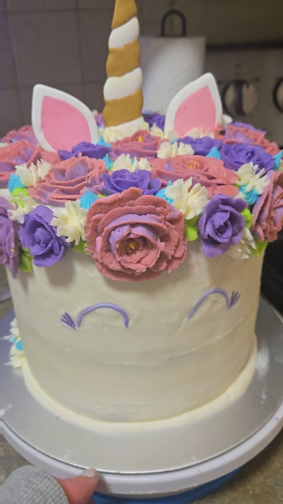 First time piping flowers! 5th bday!