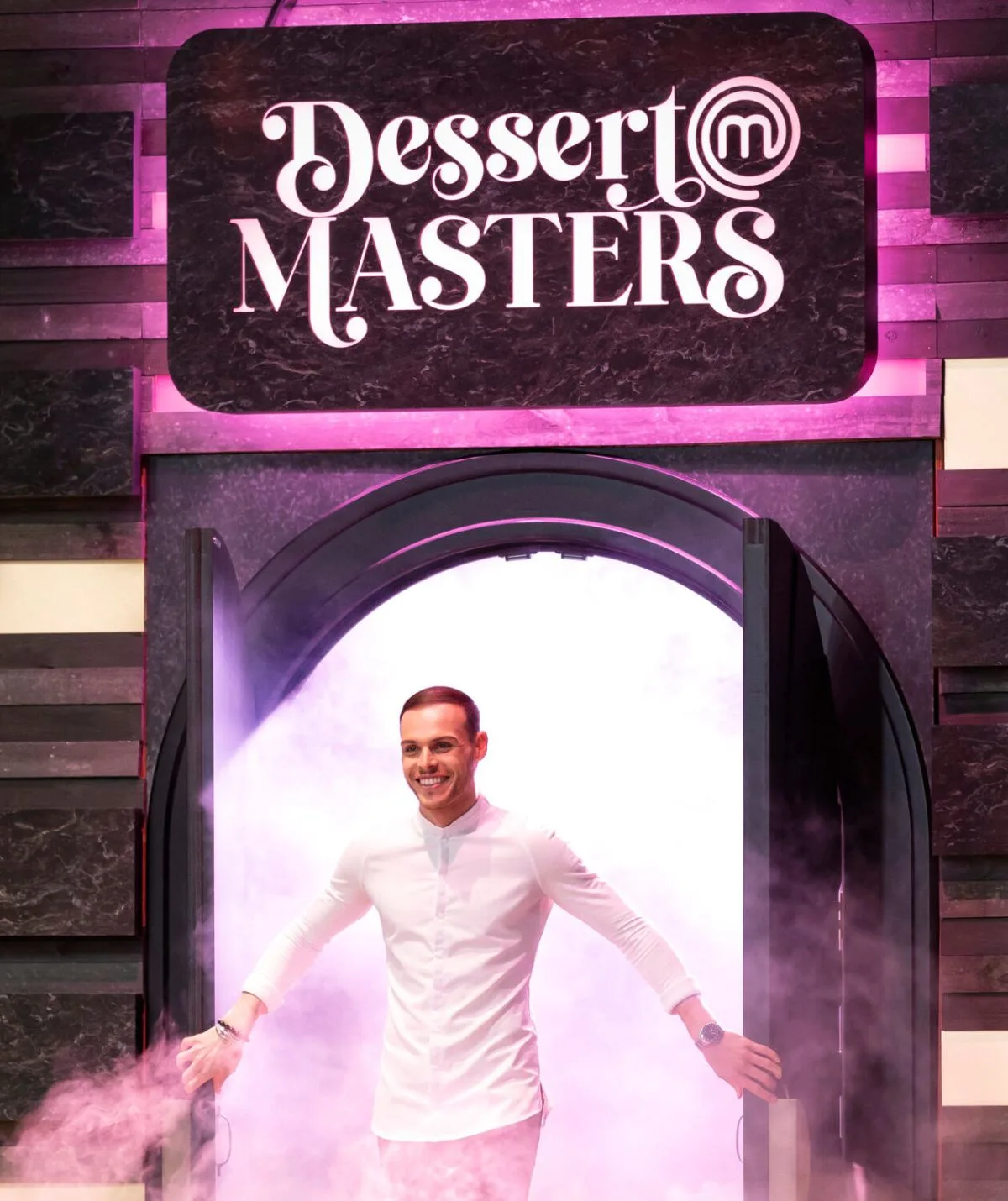 Amaury Guichon hosting MasterChef Dessert Masters.