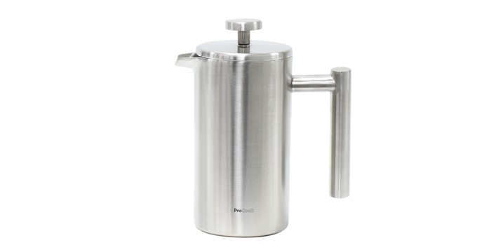 A cafetiere against a white background