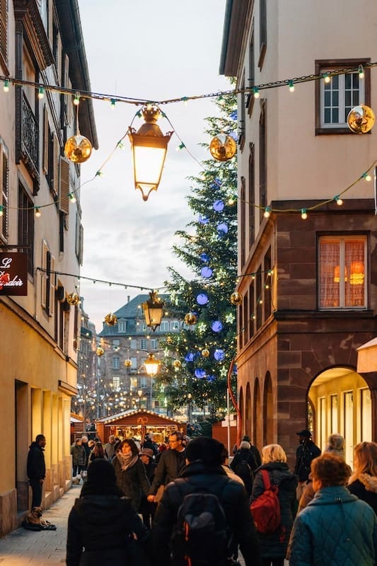 Strasbourg France Christmas Village evening