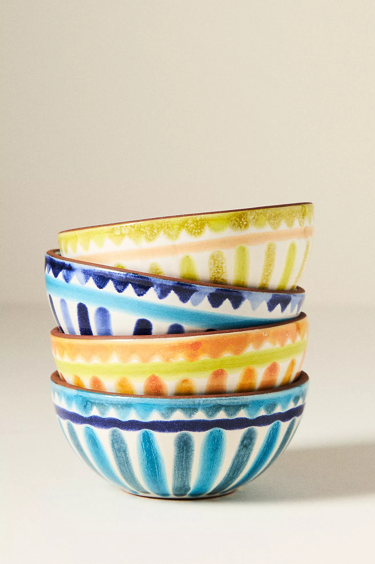 The Mediterranean Dish Glazed Terracotta Nut Bowls, Assorted Set of 4