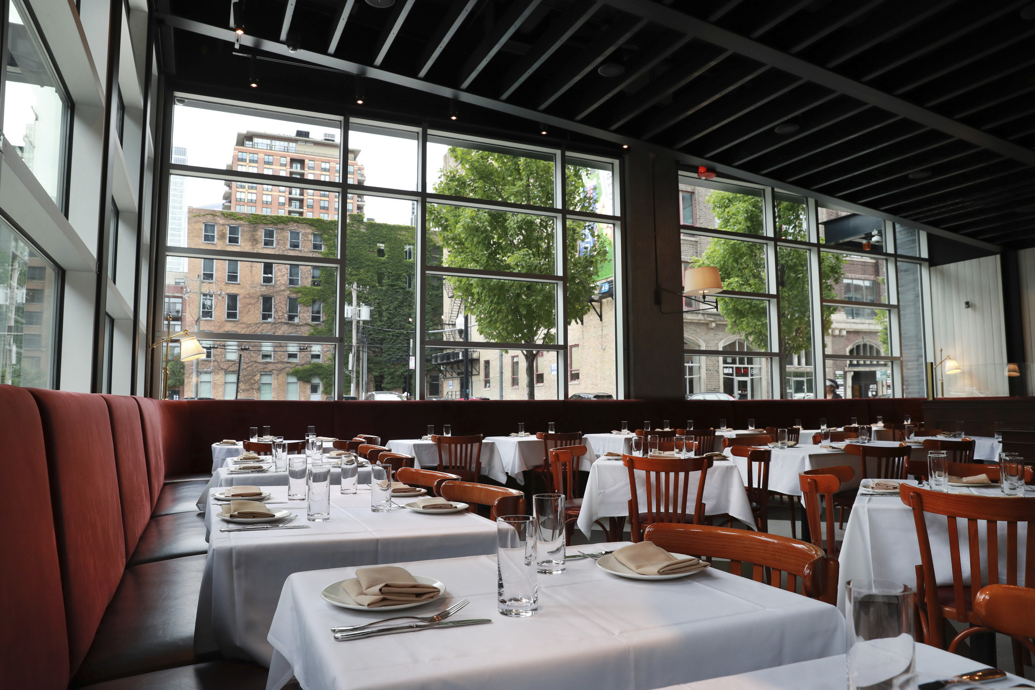 The interior of Obelix, at 700 N. Sedgwick St., Chicago.