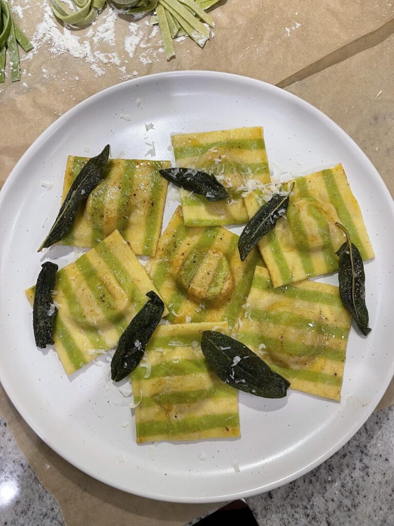 Homemade butternut squash ravioli