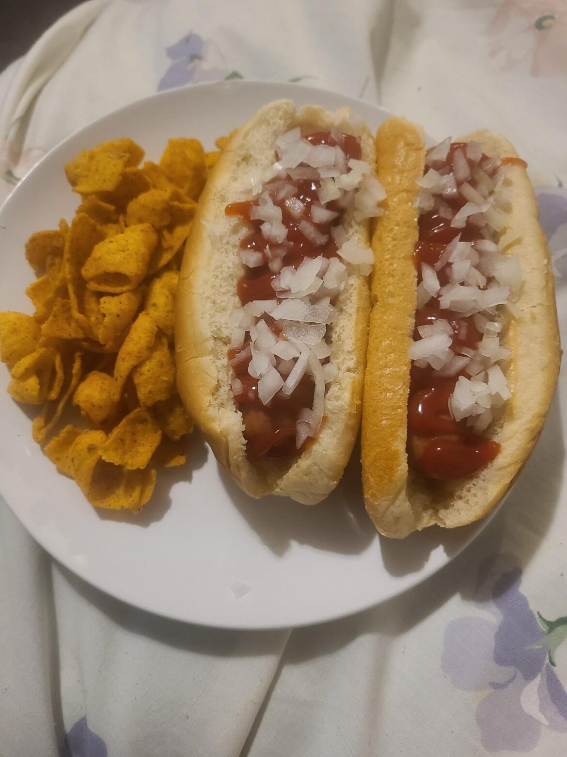 Is this too much onion on a hotdog?