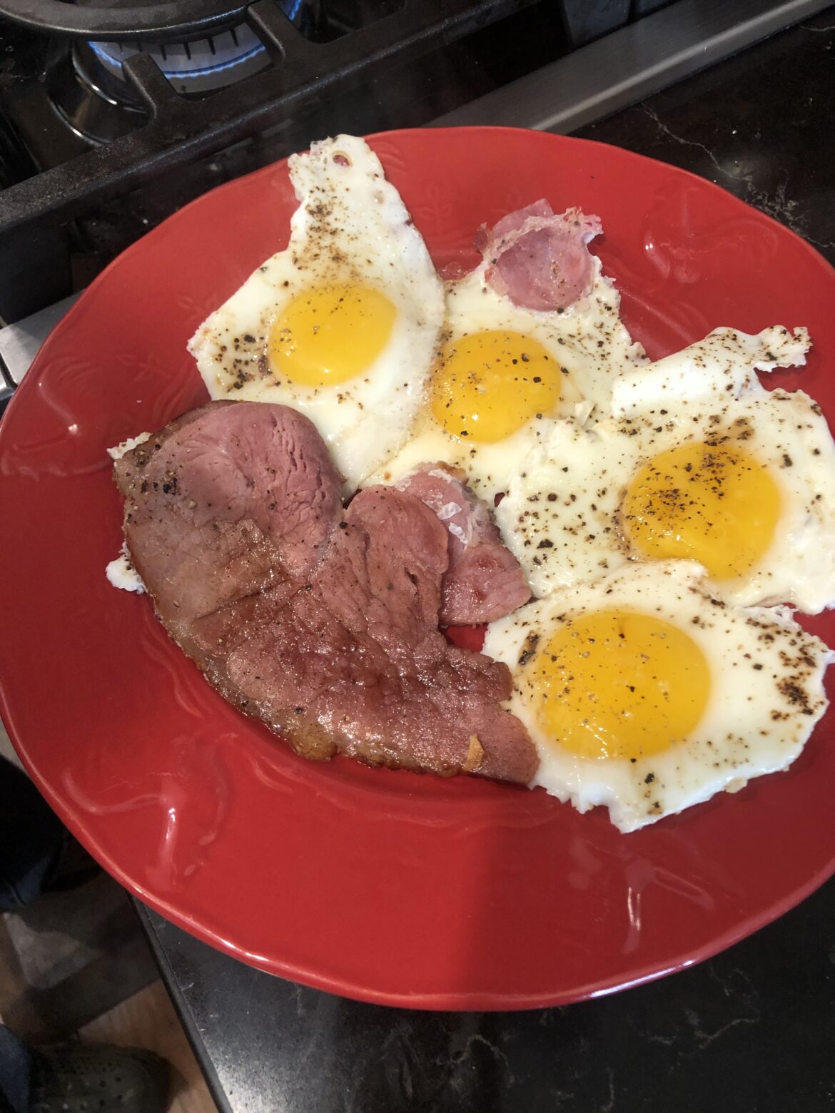 Four on a Plate With Ham