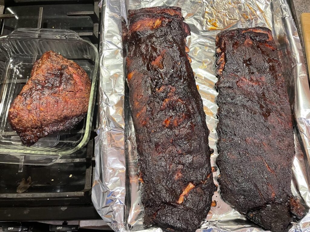 Couple racks of ribs and a small brisket I smoked over the weekend.