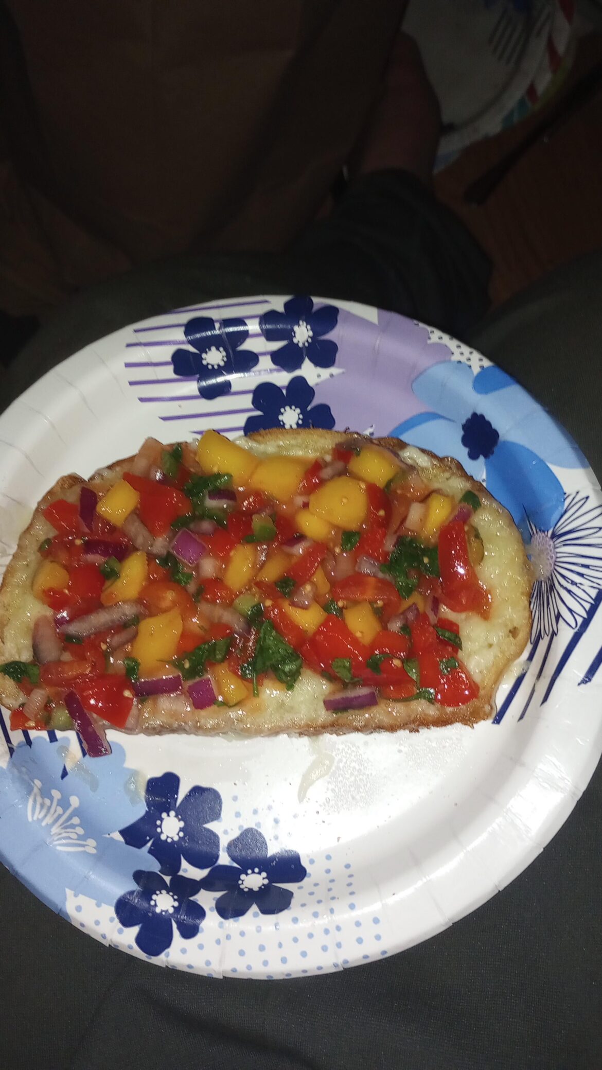 Sourdough gay , tonight we go something simple for our drunken midnight snackie. Garlic sourdough, mayo, queso quesadilla cheese, then my hoe made Mango Pico de Gallo, salt n Peppa