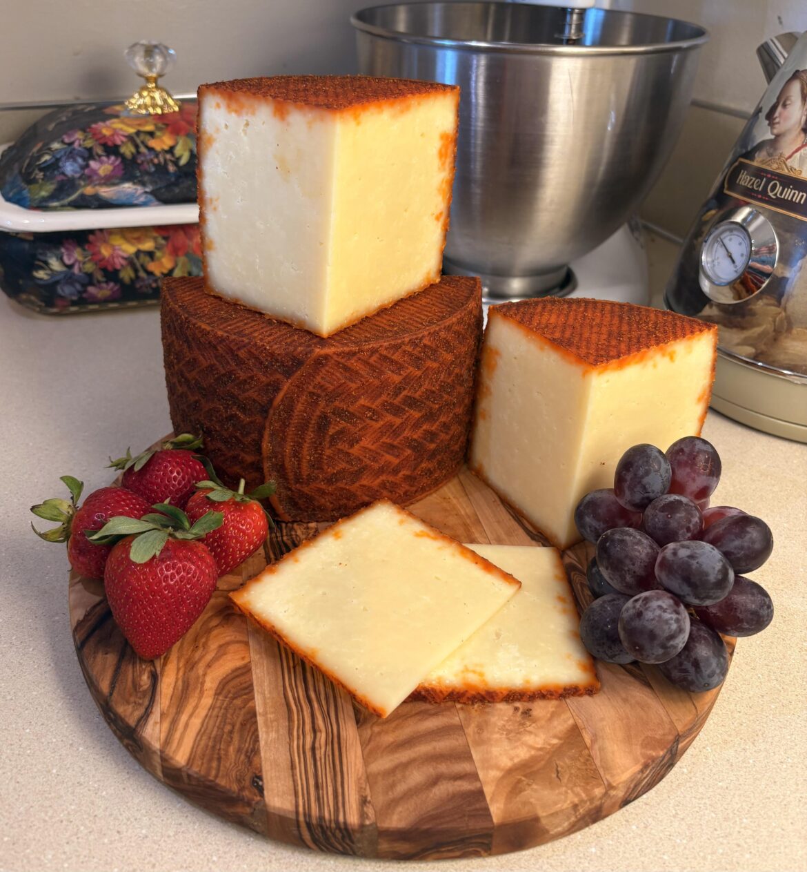 Homemade Cayenne and ghost pepper Iberico cheese. It brings the heat!