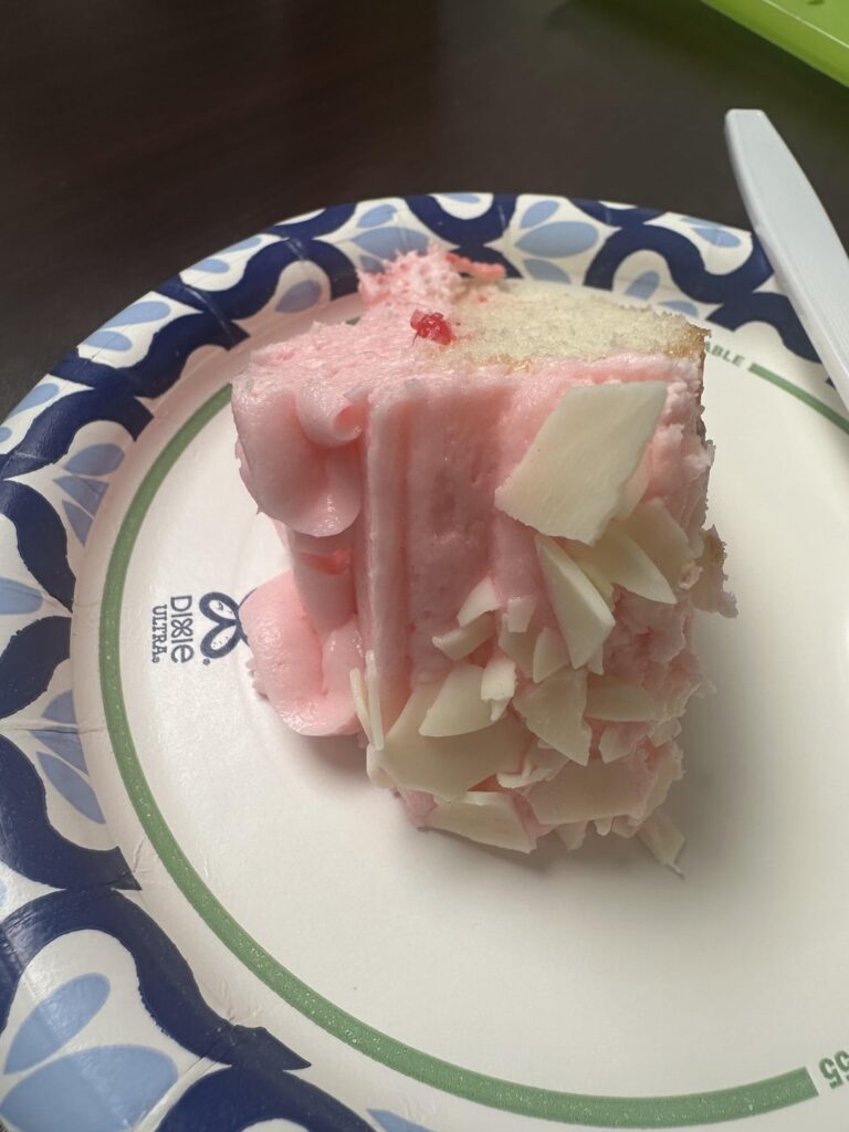 How many calories do you think this is? Celebrated a retirement at work and got some cake! Oh