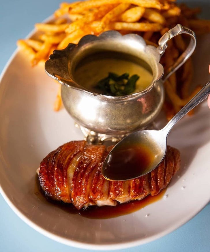 Glazed Wagin duck with frites and bearnaise from Le Rebelle