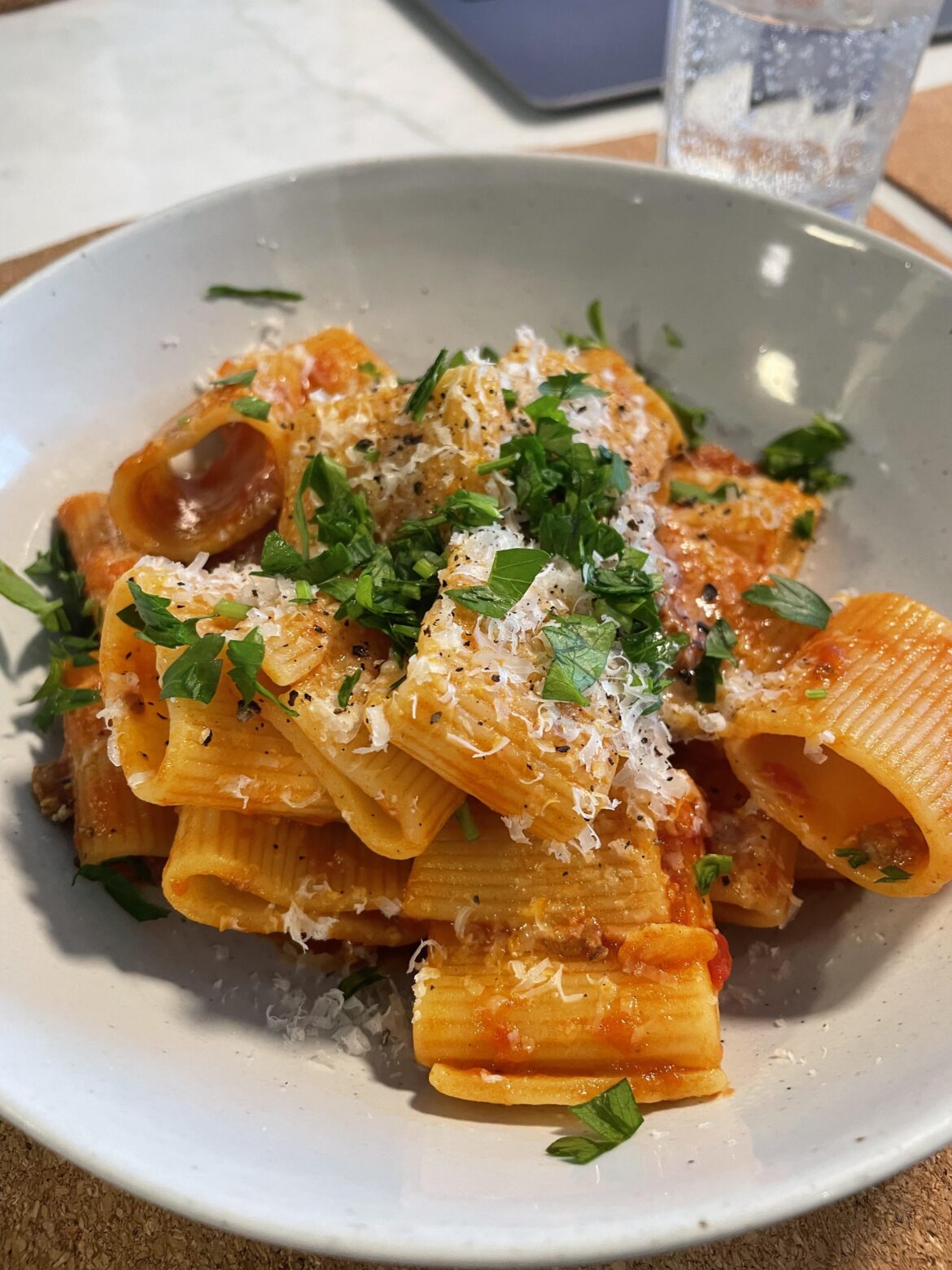 Rigatoni with sausage ragú