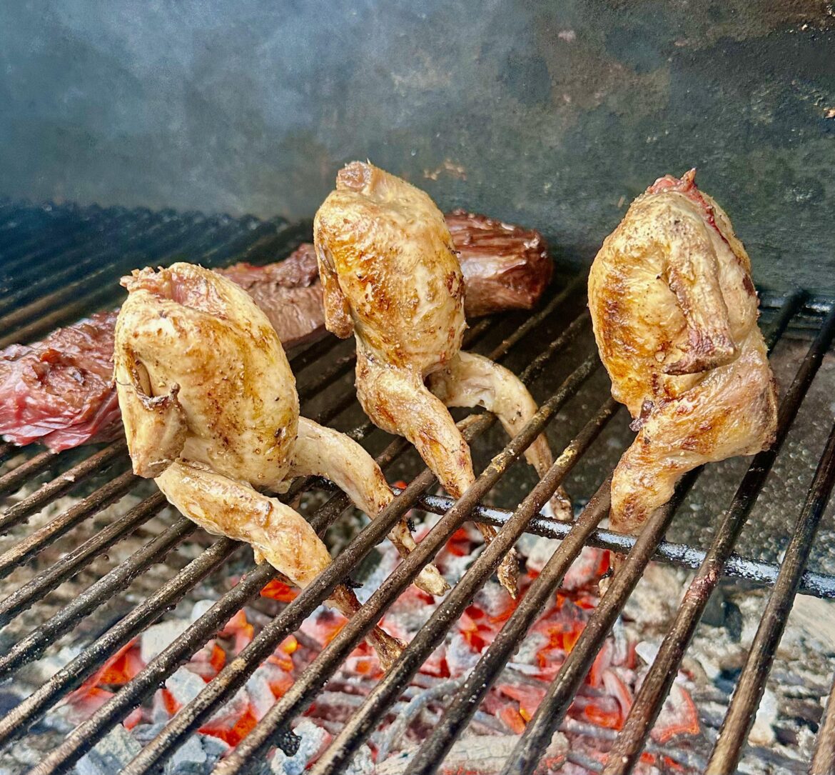 Grilled quail chillin before pre-Easter dinner