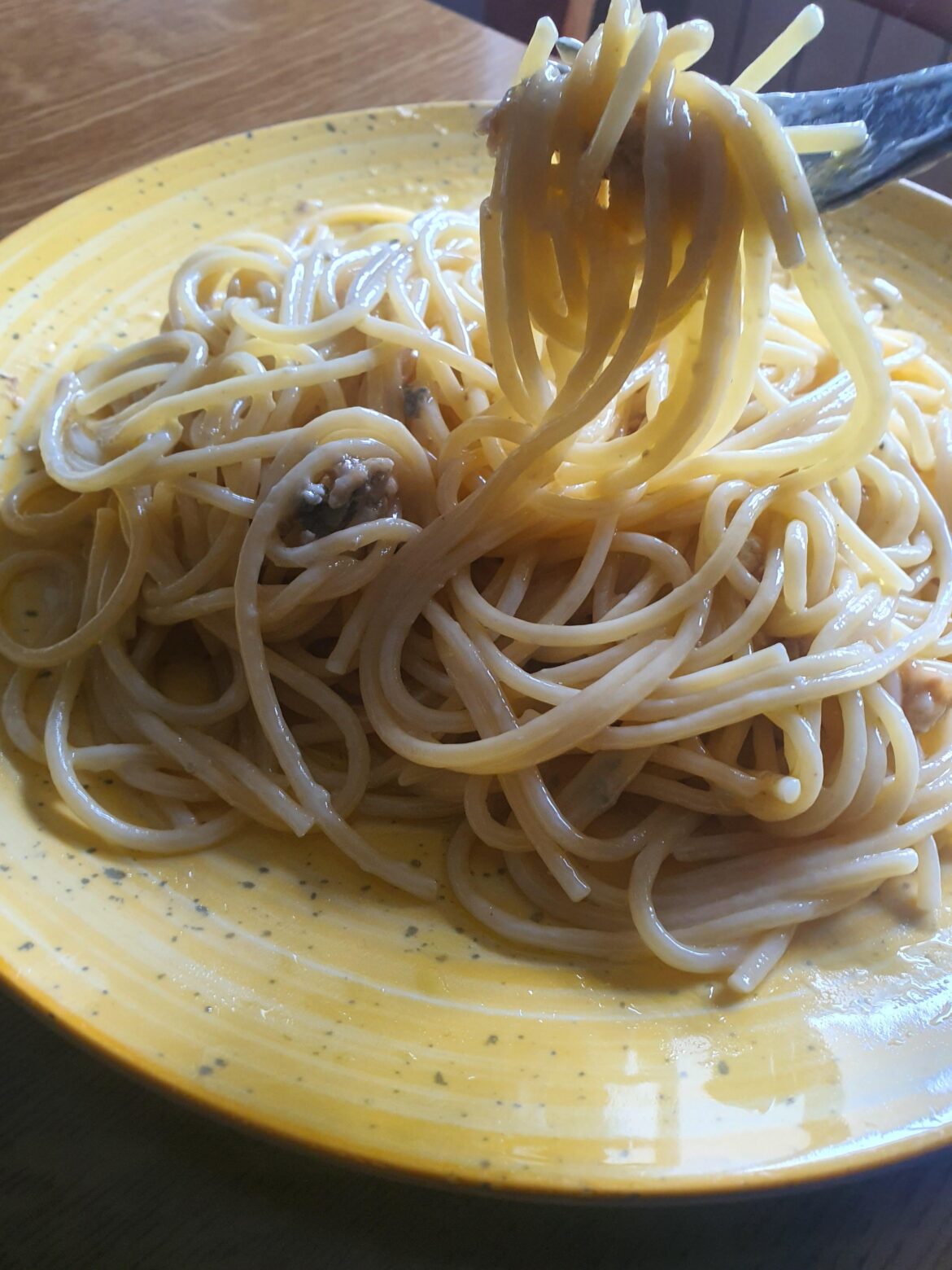 Today, spaghetti with gorgonzola.