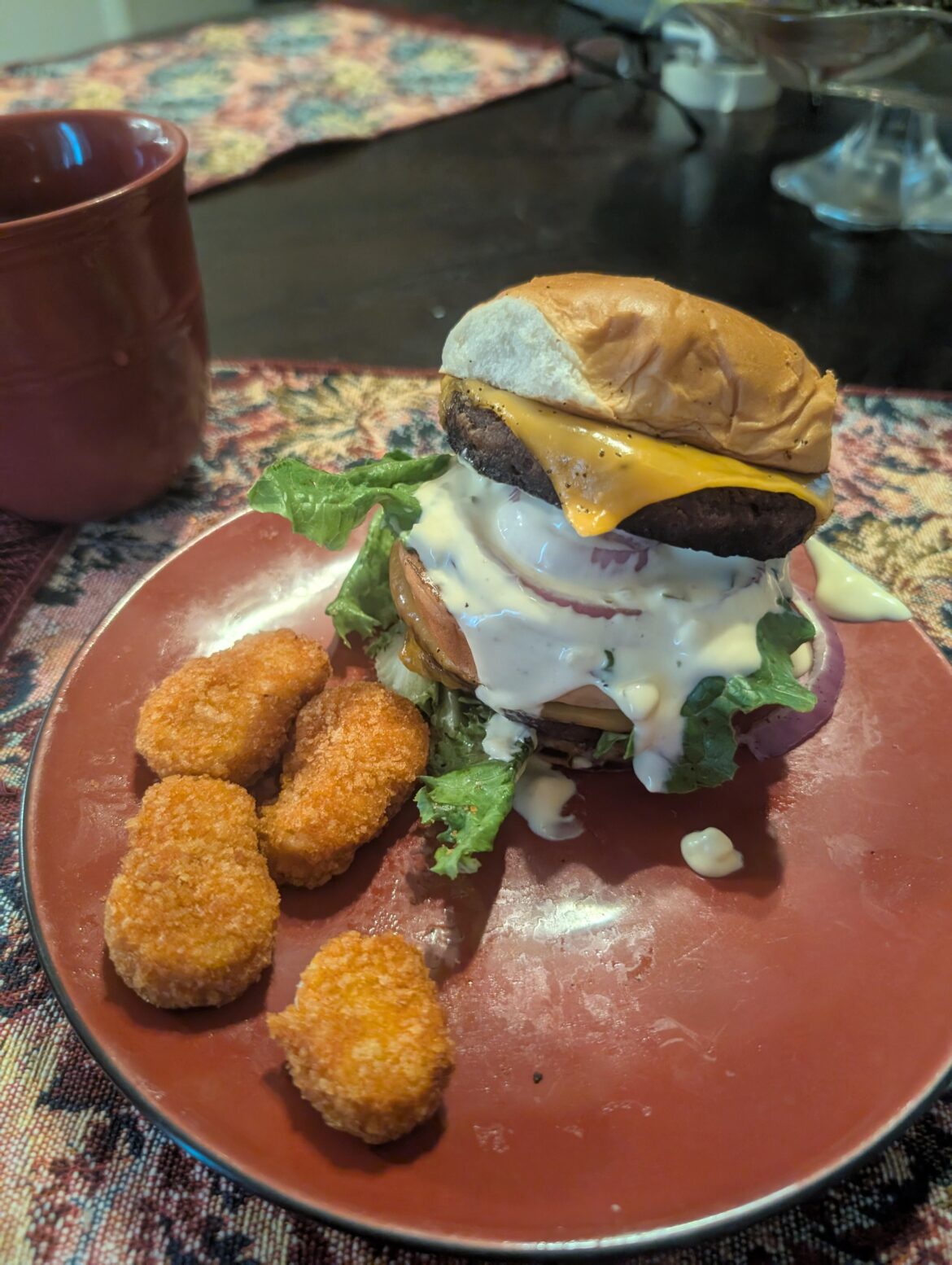 Big Mac with a 4 piece nugget but vegan