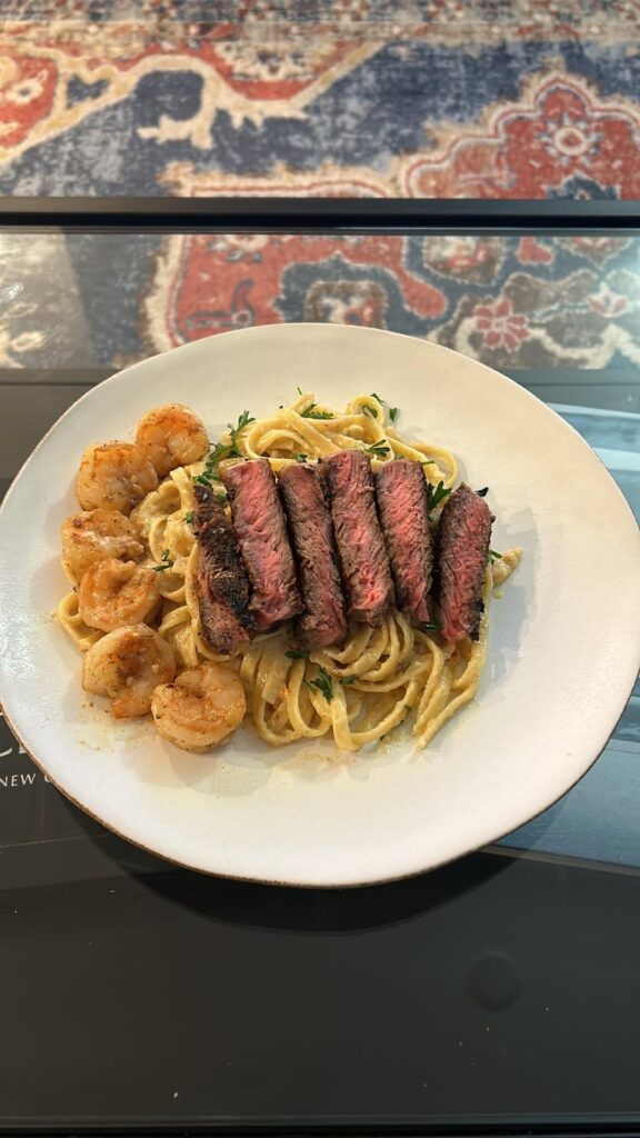 Surf n Turf Fettuccine Alfredo