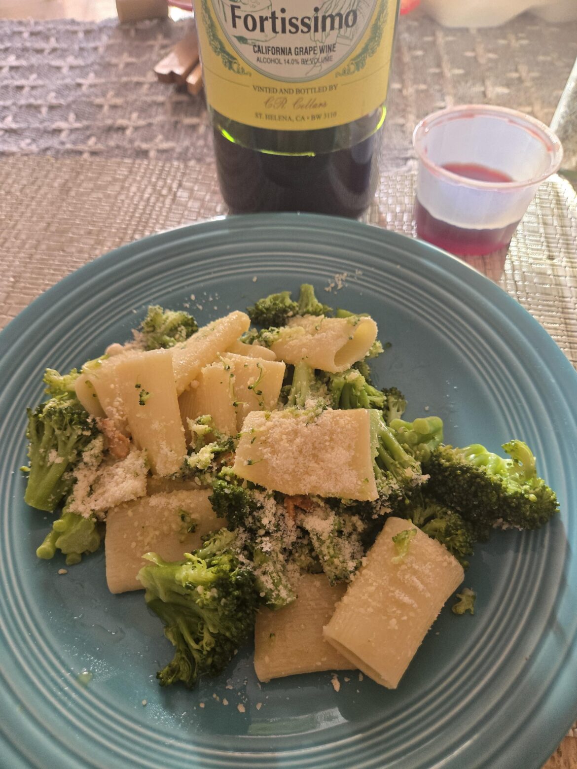 Rigatoni w olive oil, brocolli and fried garlic-mangia!!!!!