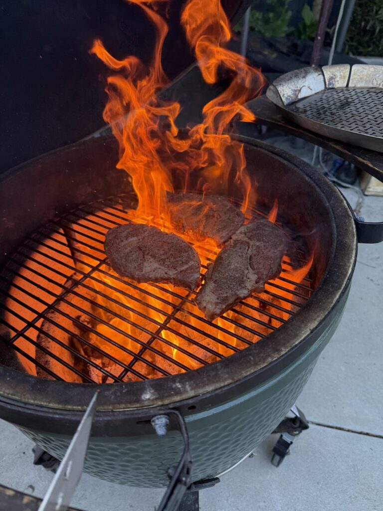 Sous vide ribeyes finished in BGE