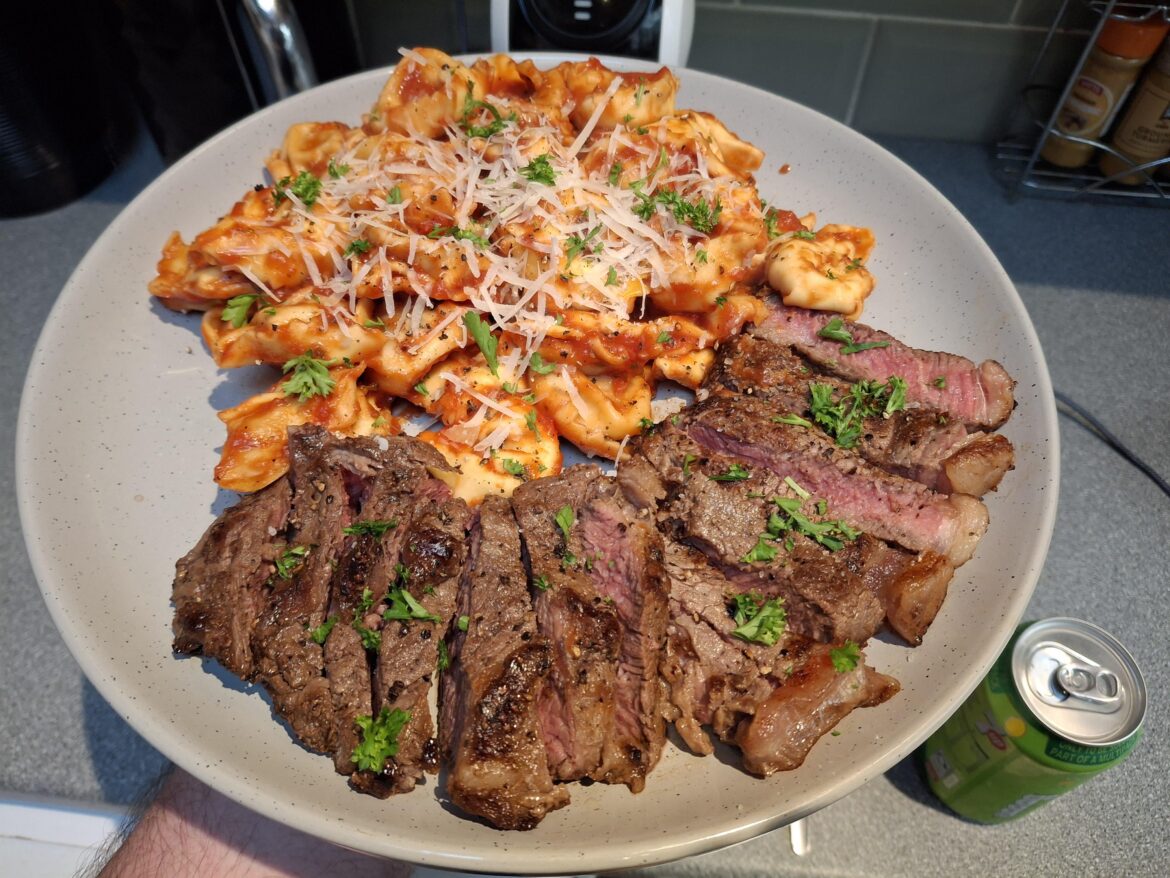 Steak and tortellini