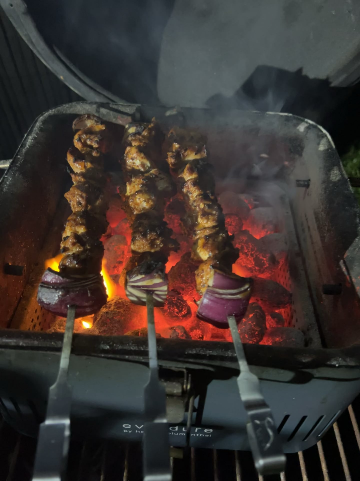 Cajun chicken skewers on charcoal with mesquite for Anzac Day 🇦🇺