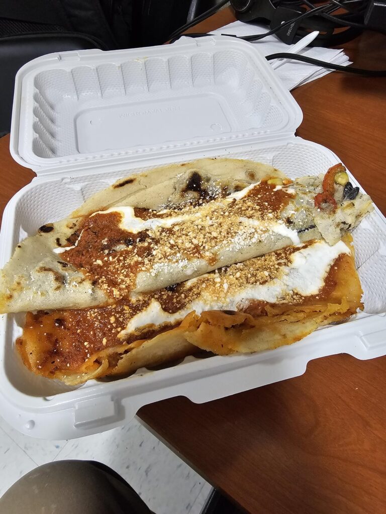 Two Quesadillas for $10 from Virgin Mary Tacos- Huitlacoche y Papas con Chorizo
