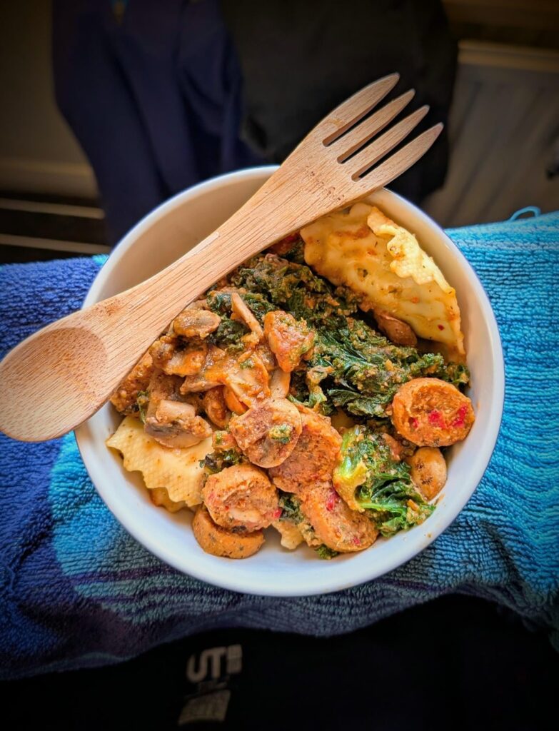 Tomato chickpea sauce for pasta sausage & veg