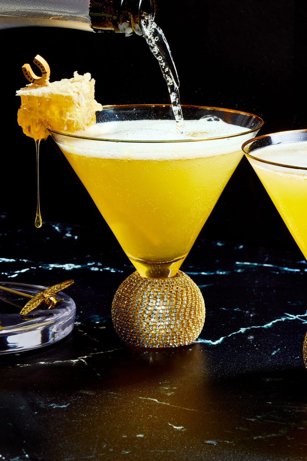 a blend of honey, tequila, peach nectar, and lemon juice makes this cocktail the perfect balance of sweet and tangy, while the prosecco keeps it light