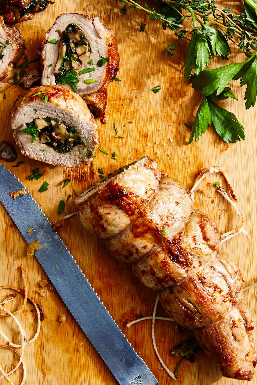 mushroom spinach and gruyere stuffed pork tenderloin