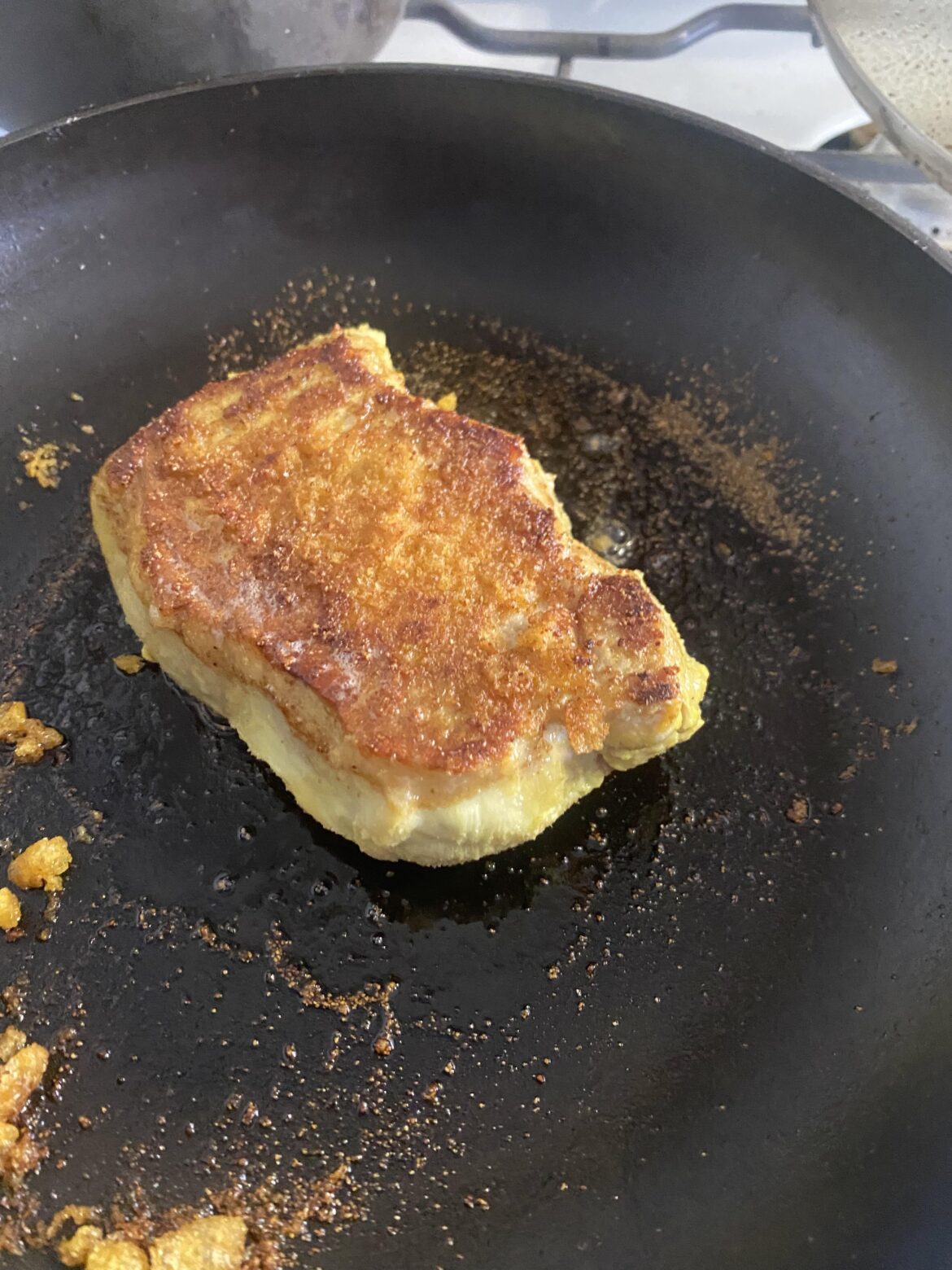 Pickle juices brined Funyun pork chop