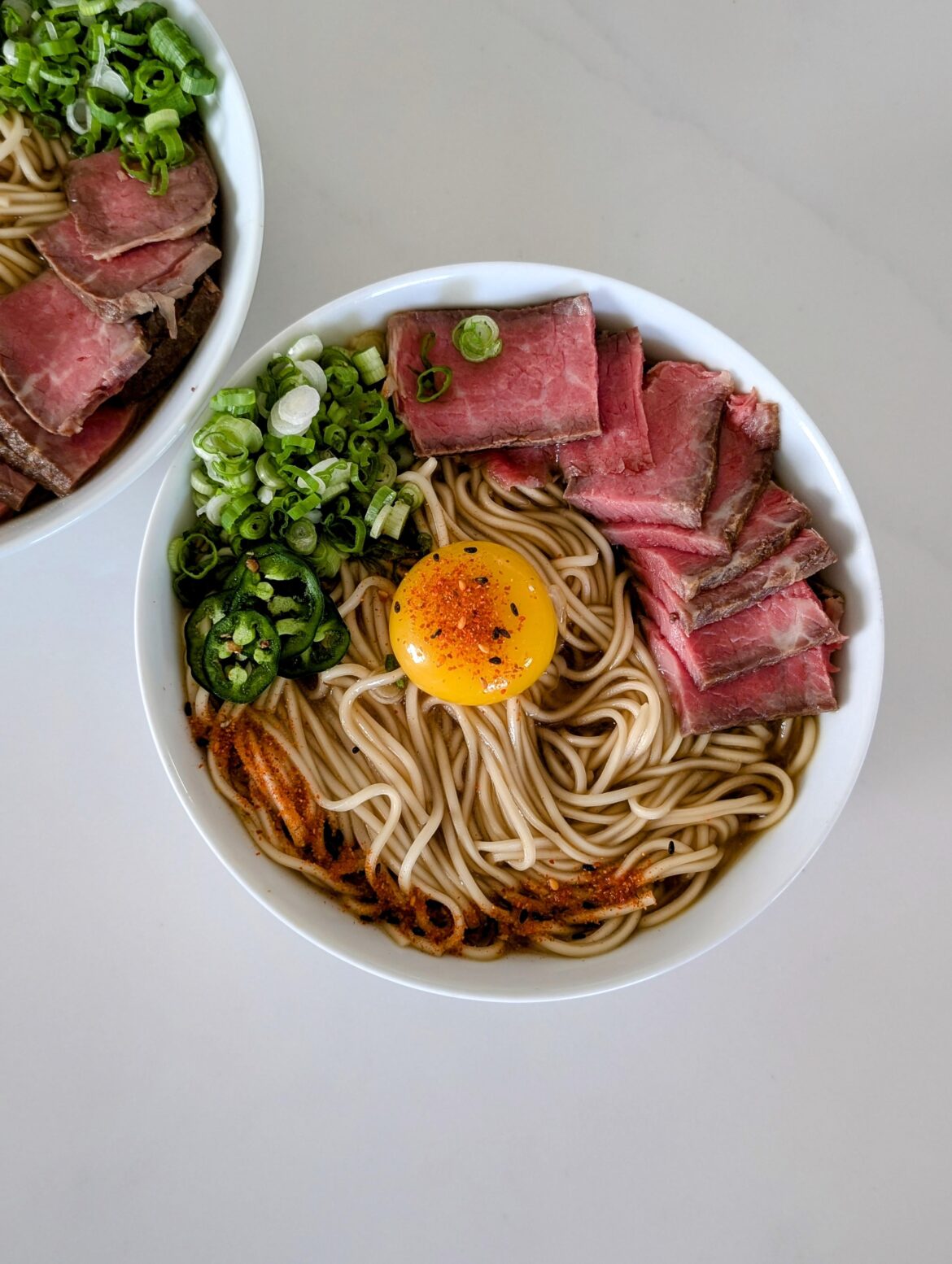Brothy Soba Noodles + Yesterdays Ribeye!