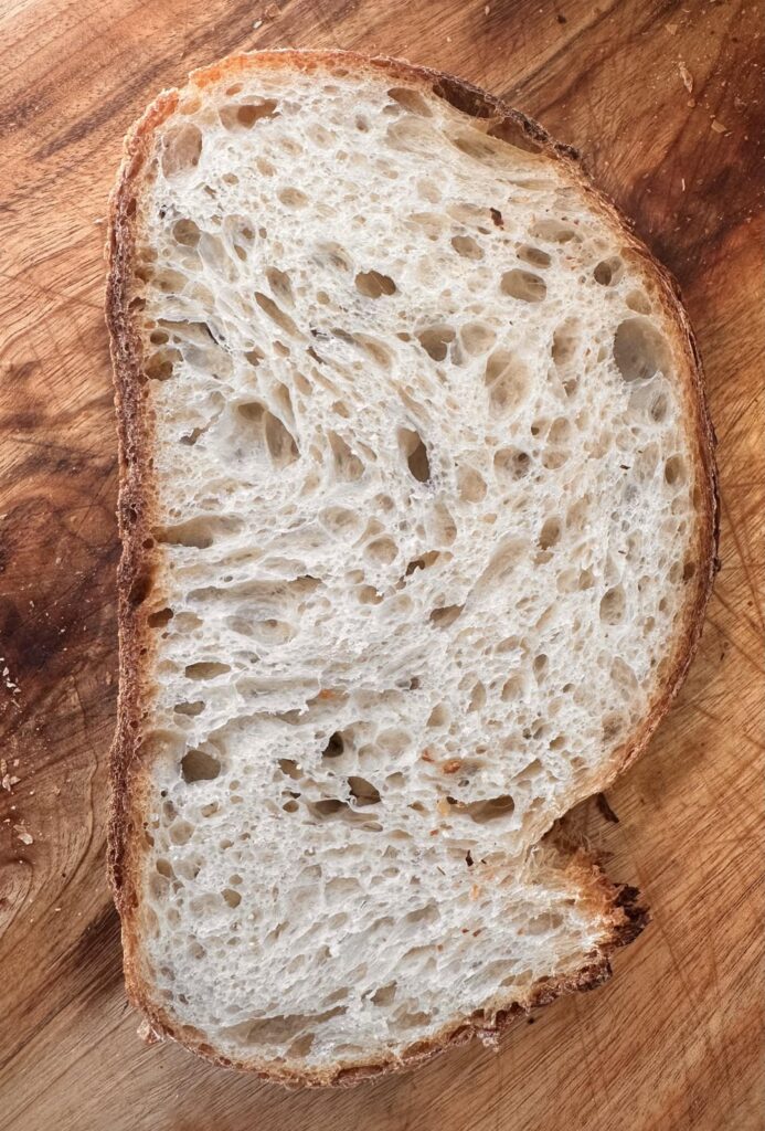This is the crumb I’ve been trying to achieve for a while. I’m breaking one major guideline in the process.