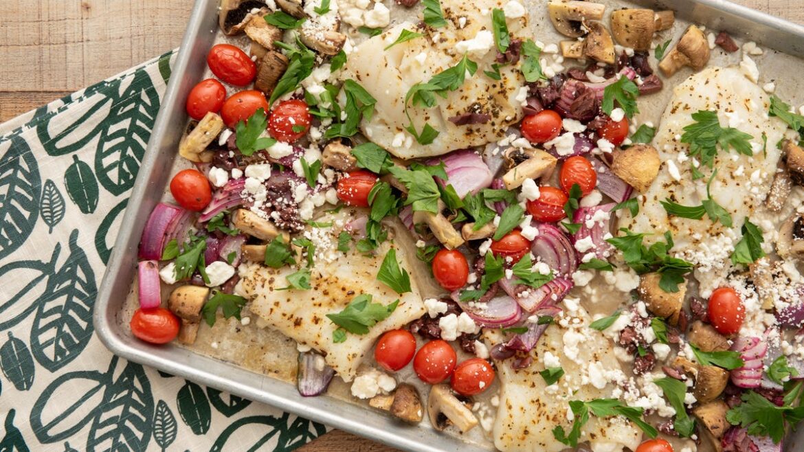 Cod gets the Mediterranean treatment in easy sheet pan dinner